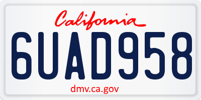 CA license plate 6UAD958