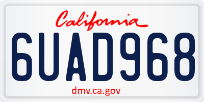 CA license plate 6UAD968