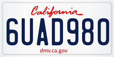 CA license plate 6UAD980