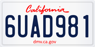 CA license plate 6UAD981