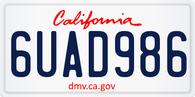 CA license plate 6UAD986