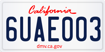 CA license plate 6UAE003