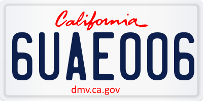 CA license plate 6UAE006