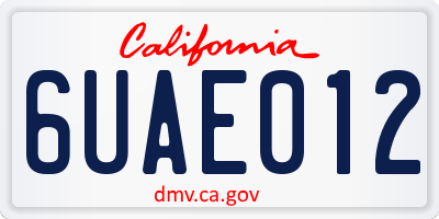 CA license plate 6UAE012