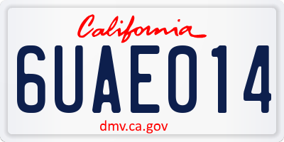 CA license plate 6UAE014