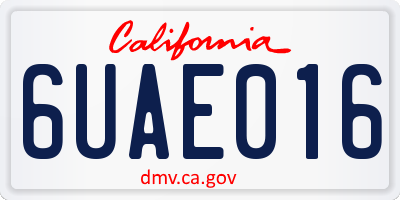 CA license plate 6UAE016