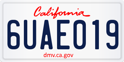 CA license plate 6UAE019