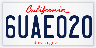 CA license plate 6UAE020