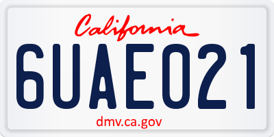 CA license plate 6UAE021