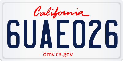 CA license plate 6UAE026