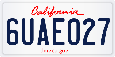 CA license plate 6UAE027