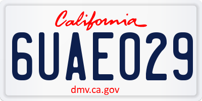 CA license plate 6UAE029