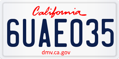 CA license plate 6UAE035