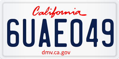 CA license plate 6UAE049