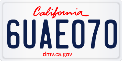 CA license plate 6UAE070