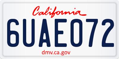 CA license plate 6UAE072