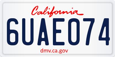 CA license plate 6UAE074