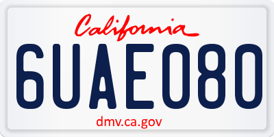 CA license plate 6UAE080