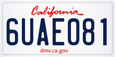 CA license plate 6UAE081