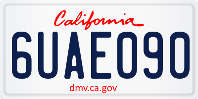 CA license plate 6UAE090