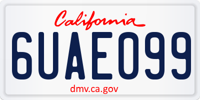 CA license plate 6UAE099