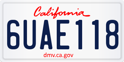 CA license plate 6UAE118