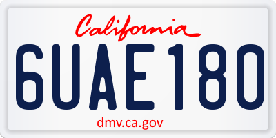 CA license plate 6UAE180