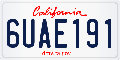 CA license plate 6UAE191