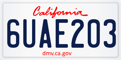 CA license plate 6UAE203