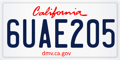 CA license plate 6UAE205