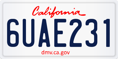 CA license plate 6UAE231