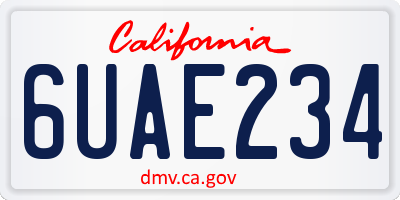 CA license plate 6UAE234