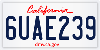 CA license plate 6UAE239