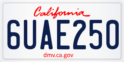 CA license plate 6UAE250