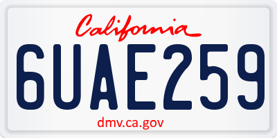 CA license plate 6UAE259