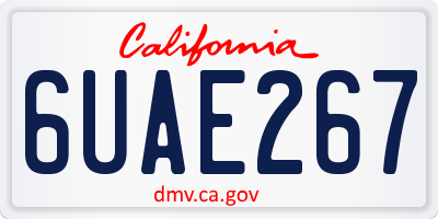 CA license plate 6UAE267