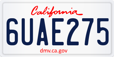 CA license plate 6UAE275