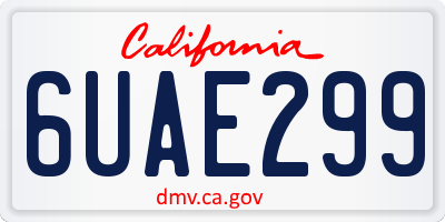 CA license plate 6UAE299