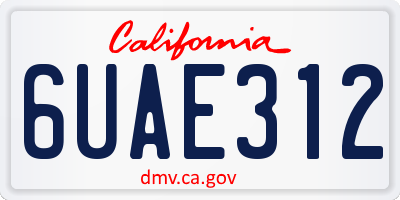 CA license plate 6UAE312