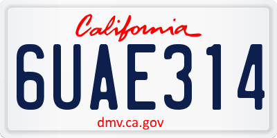 CA license plate 6UAE314
