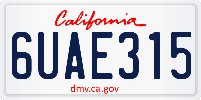CA license plate 6UAE315