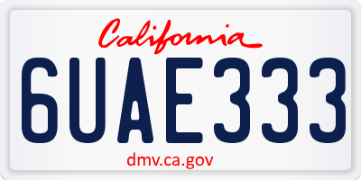 CA license plate 6UAE333