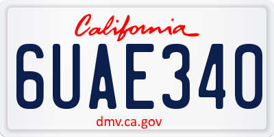 CA license plate 6UAE340