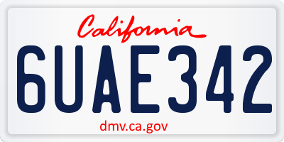 CA license plate 6UAE342
