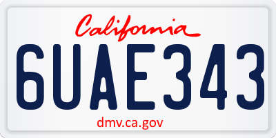 CA license plate 6UAE343