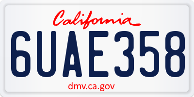 CA license plate 6UAE358
