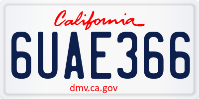 CA license plate 6UAE366