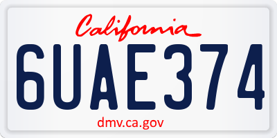 CA license plate 6UAE374