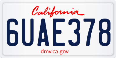 CA license plate 6UAE378
