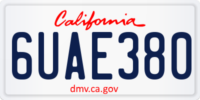 CA license plate 6UAE380